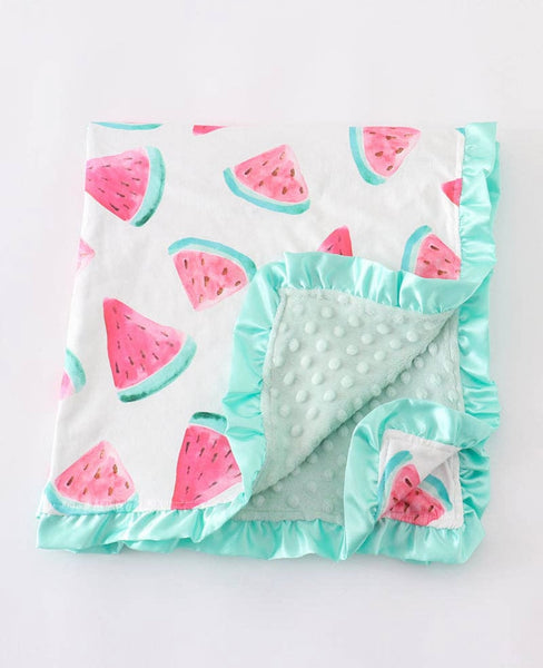 Mint Watermelon Ruffle Blanket