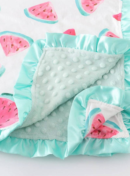 Mint Watermelon Ruffle Blanket