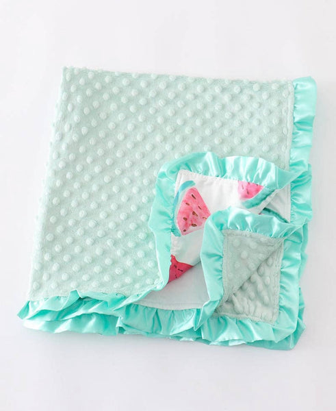 Mint Watermelon Ruffle Blanket