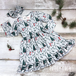 Winter Bunny Ruffle Dress